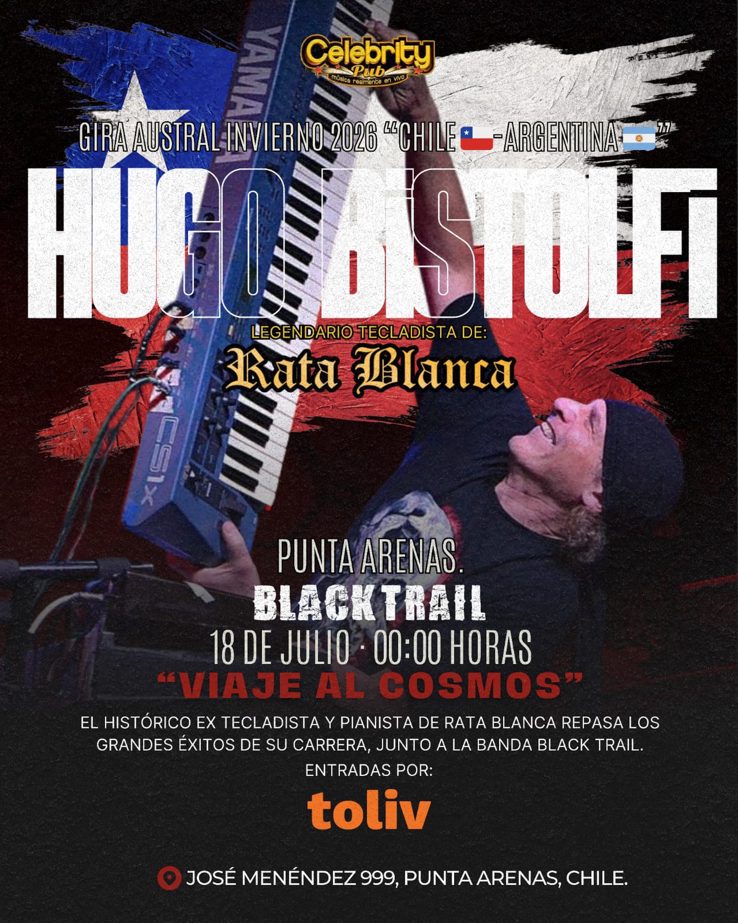 Concierto del legendario y ex tecladista de Rata Blanca Hugo Bistolfi en Punta Arenas Chile