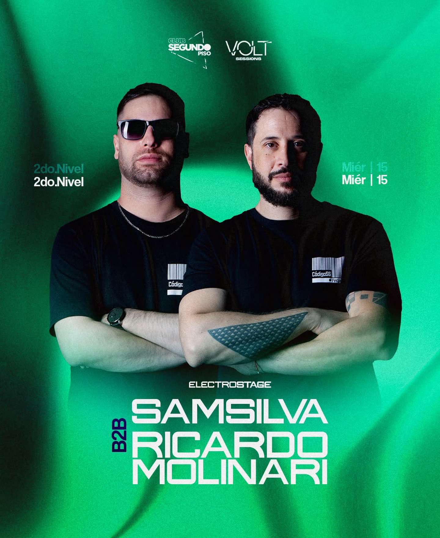 MIERCOLES 15 BY VOLT TECHNO & 2P / SAM SILVA / DJ NAX