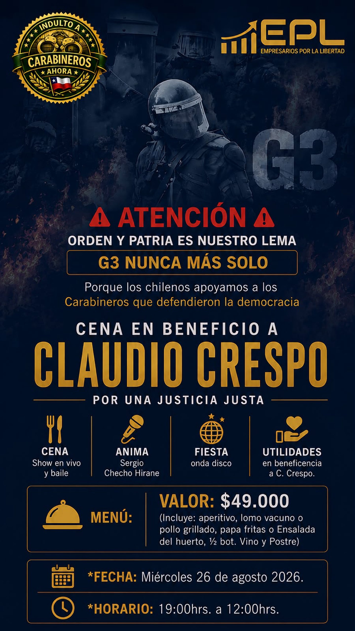 Cena beneficio G3