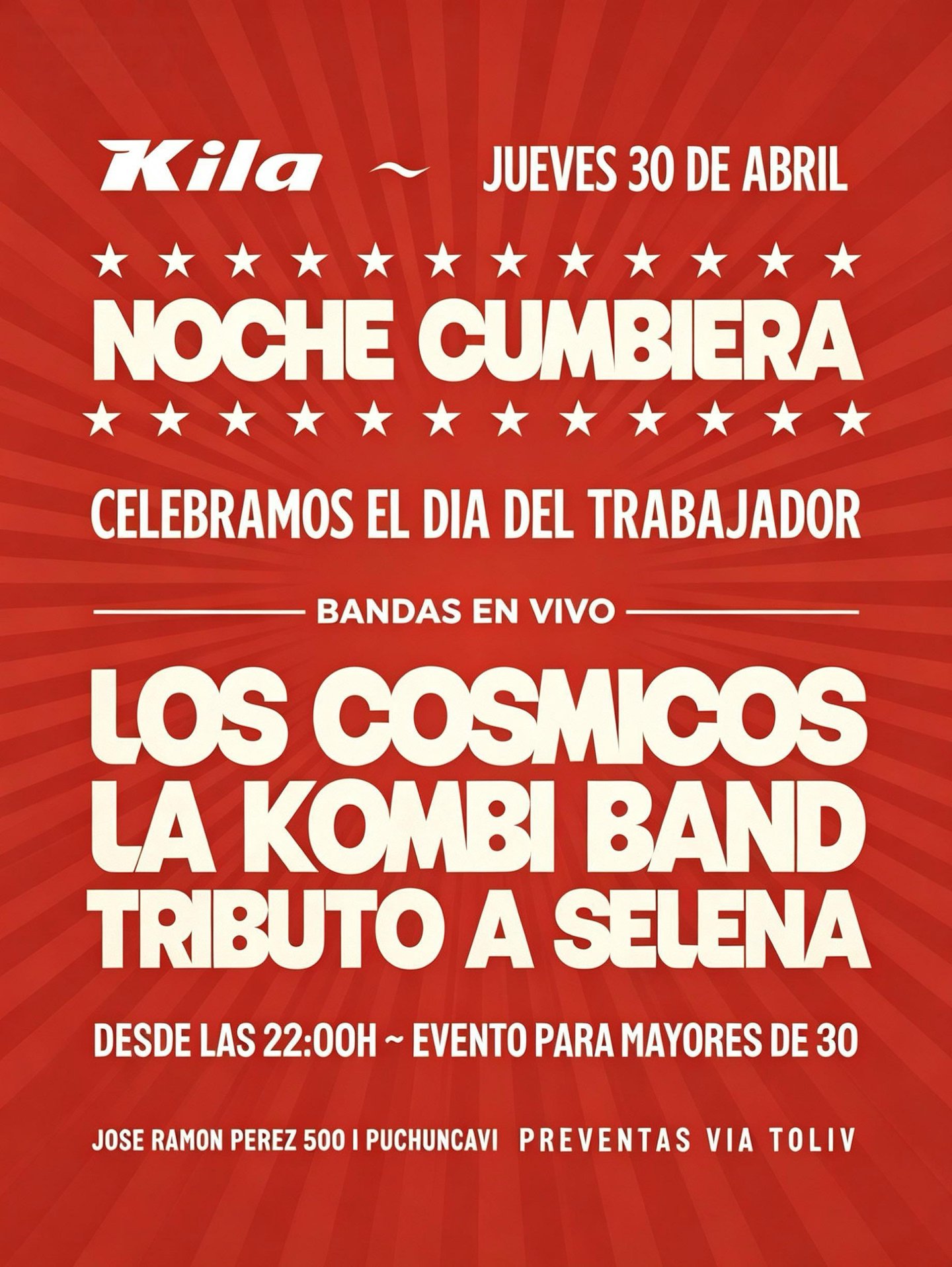 NOCHE CUMBIERA 🎉 CELEBRANDO EL DIA DEL TRABADOR