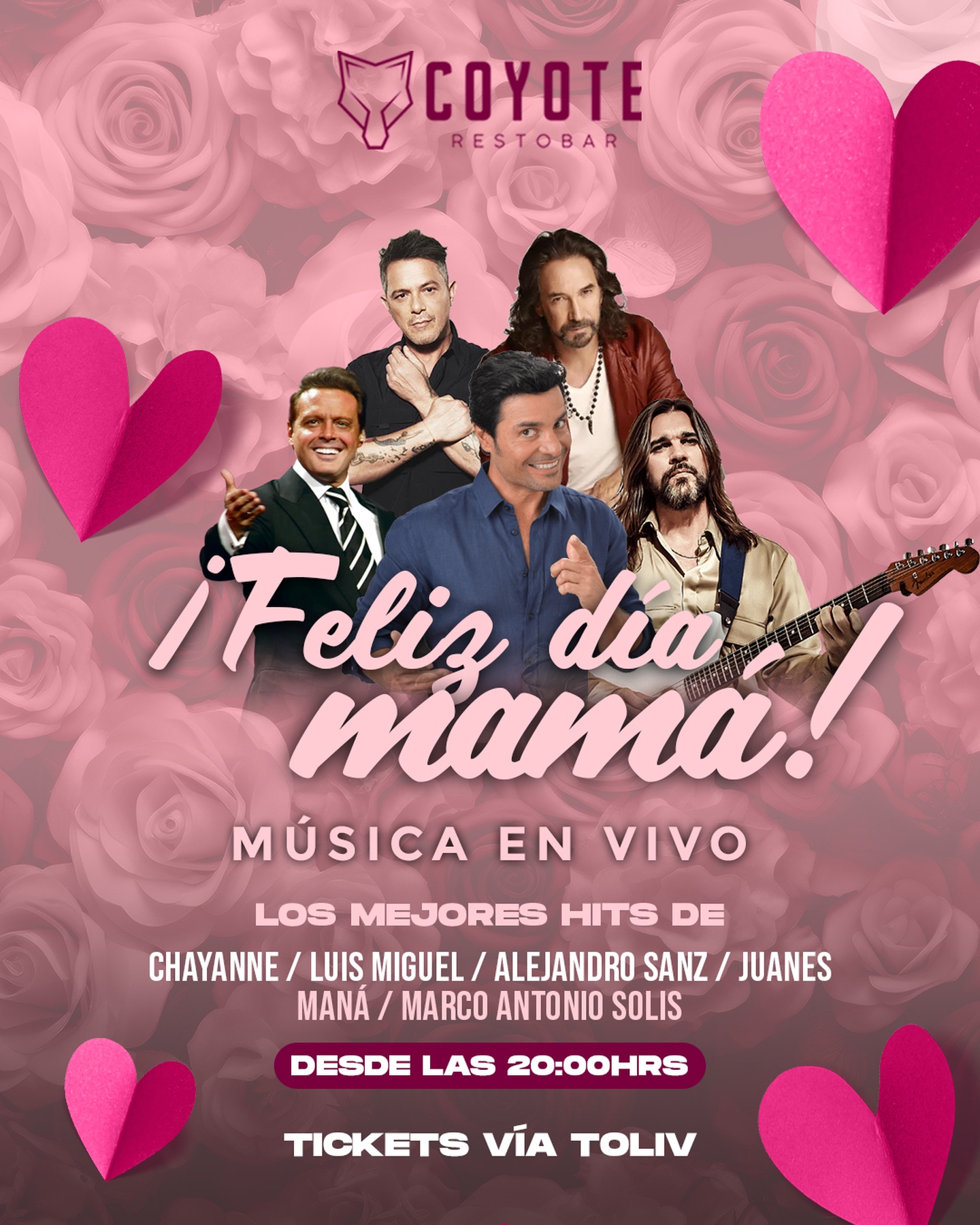 Especial Día de la mamá, música en vivo: Coyote Restobar