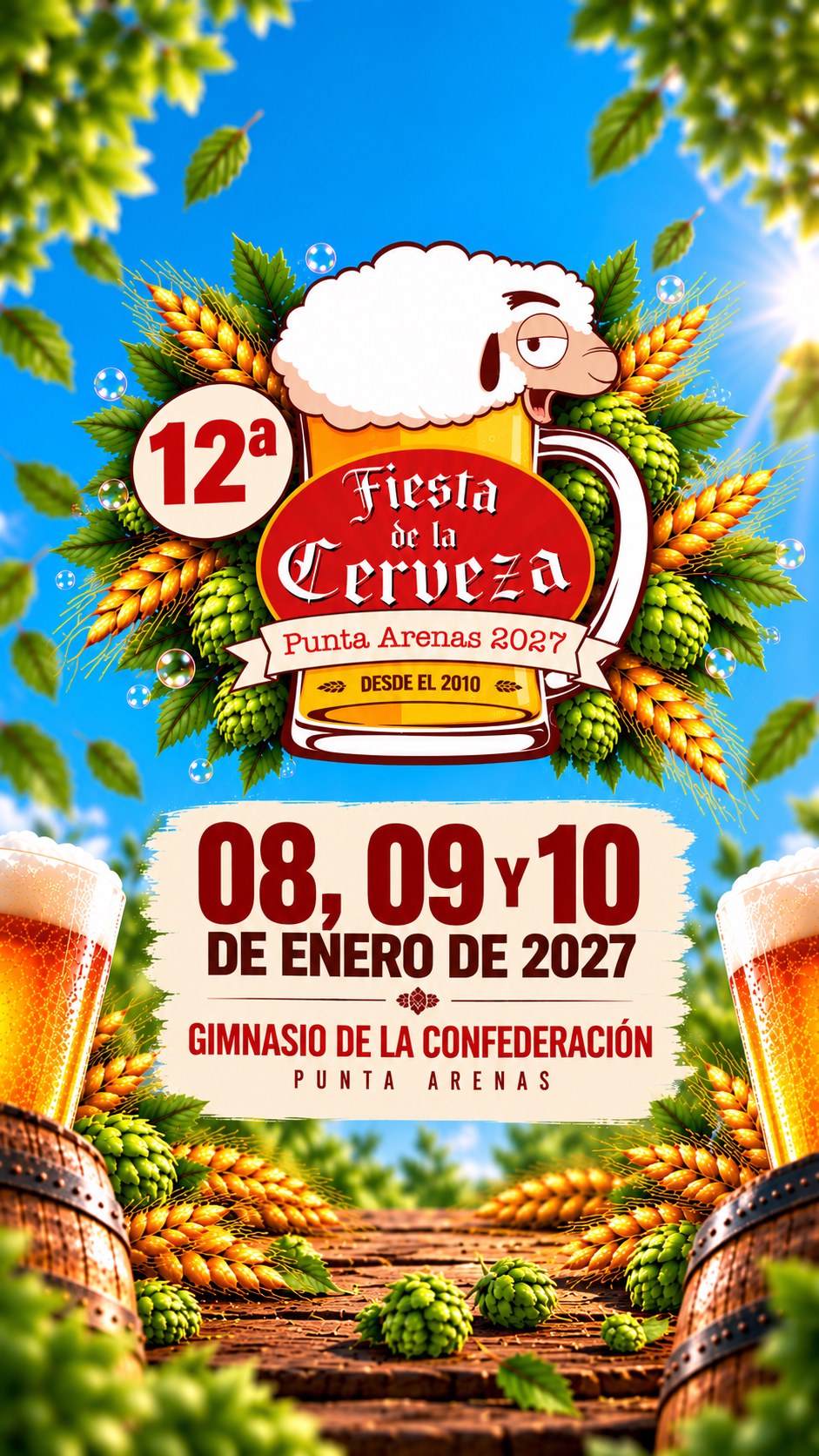 🍻 12ª FIESTA DE LA CERVEZA – PUNTA ARENAS 2027 / 08 - 09 - 10 de Enero