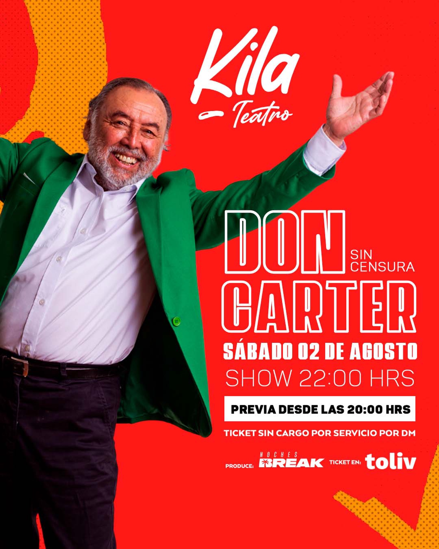 DON CARTER | sábado 2 agosto | Kila Teatro