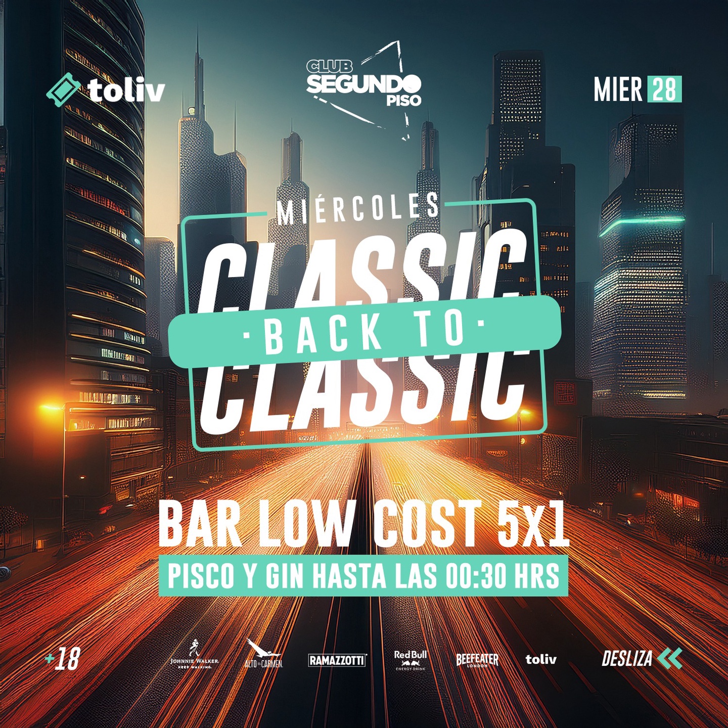 Imagen del evento: MIÉRCOLES BACK TO CLASSIC ✋x☝