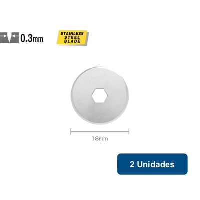 Repuesto cuchillo rotativo RB18-2 18mm 2un. - Olfa en Rukafe Ferretería Vitacura Vitacura