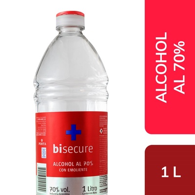 Alcohol al 70% con Emoliente 1lt - Bisecure en Rukafe Ferretería Vitacura Vitacura