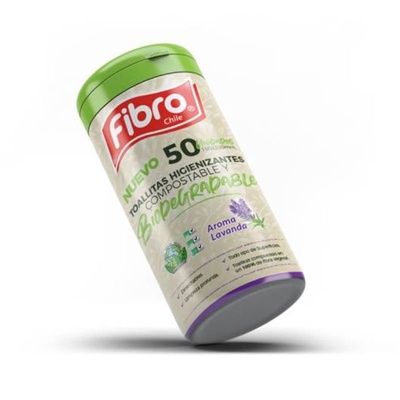 Toallitas Húmedas Higienizantes Biodegradables Wipes Frasco Lavanda 50un. - Fibro en Rukafe Ferreteria Ñuñoa Ñuñoa