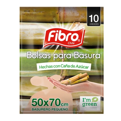 Bolsas de Basura Ecológicas 50x70cms 10un - Fibro en Rukafe Ferreteria Ñuñoa Ñuñoa