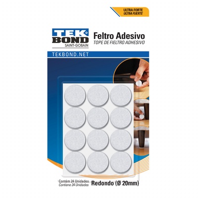 Fieltros Adhesivos Redondo 20mm Blanco 24un. - TEKBond en Rukafe Ferretería Vitacura Vitacura