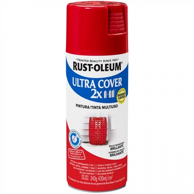 Pintura en Aerosol Ultra Cover 2X 340grs Rojo Manzana Brillante - Rust Oleum en Rukafe Ferreteria Ñuñoa Ñuñoa