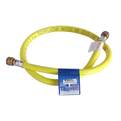 Flexible Gas HI-HI 3/8" Hilo Izquierdo Manguera Amarilla 100cm - Taumm en Rukafe Ferreteria Ñuñoa Ñuñoa