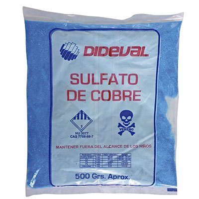 Sulfato de Cobre 500grs - Dideval en Rukafe Ferreteria Ñuñoa Ñuñoa