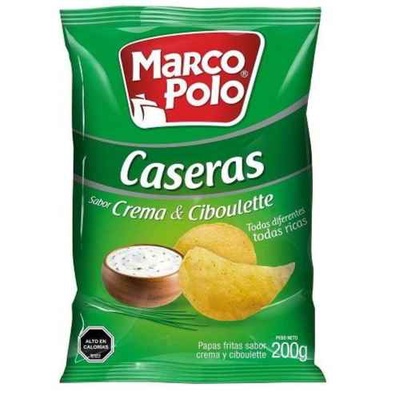Papas Fritas Crema y Ciboulette Marco Polo 200grs en Minimarket Condell Ñuñoa