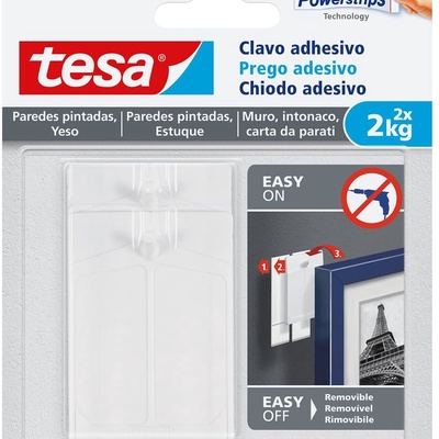 Clavos Adhesivos Powerstrips Paredes Pintadas / Yeso 2kg 2 un. Removibles - tesa en Rukafe Ferretería Vitacura Vitacura