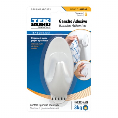 Ganchos Adhesivos Plástico Ambar Blanco G - 3kg 1un. - TEKBond en Rukafe Ferreteria Ñuñoa Ñuñoa