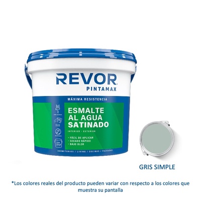 Esmalte al Agua Satinado Pintamax 1 Gl (3.78lt) Gris Simple - Revor en Rukafe Ferreteria Ñuñoa Ñuñoa