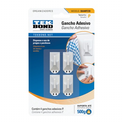 Ganchos Adhesivos Plástico Cuarzo Blanco P - 0.5kg 4un. - TEKBond en Rukafe Ferretería Vitacura Vitacura